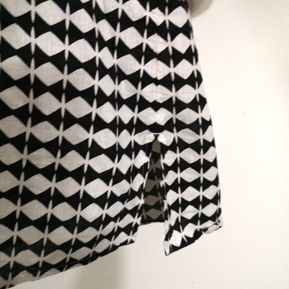 J. Crew 100% Cotton Geometric Tunic Top Black/Ivory Size XL - Picture 3 of 6